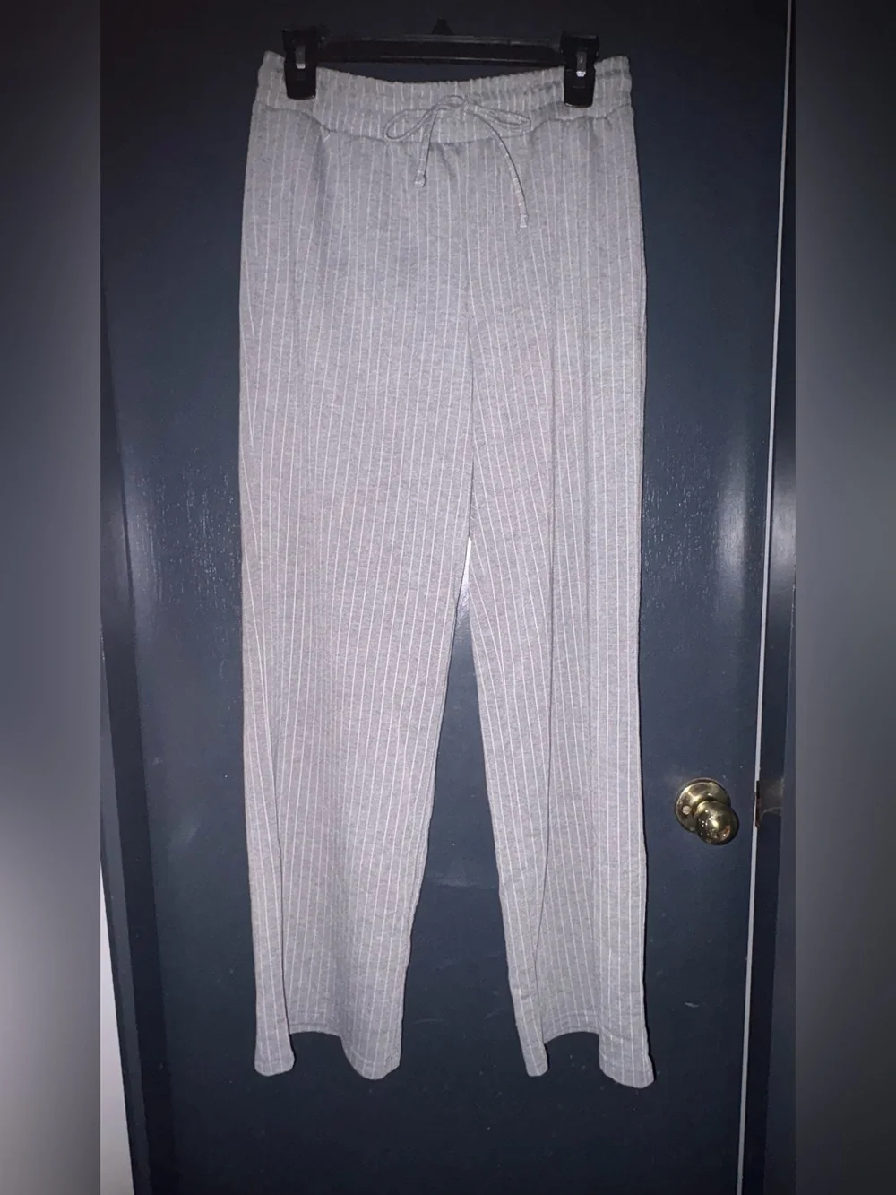Pink Rose Gray Pinstripe Men’s Pants - Relaxed Drawstring Trousers